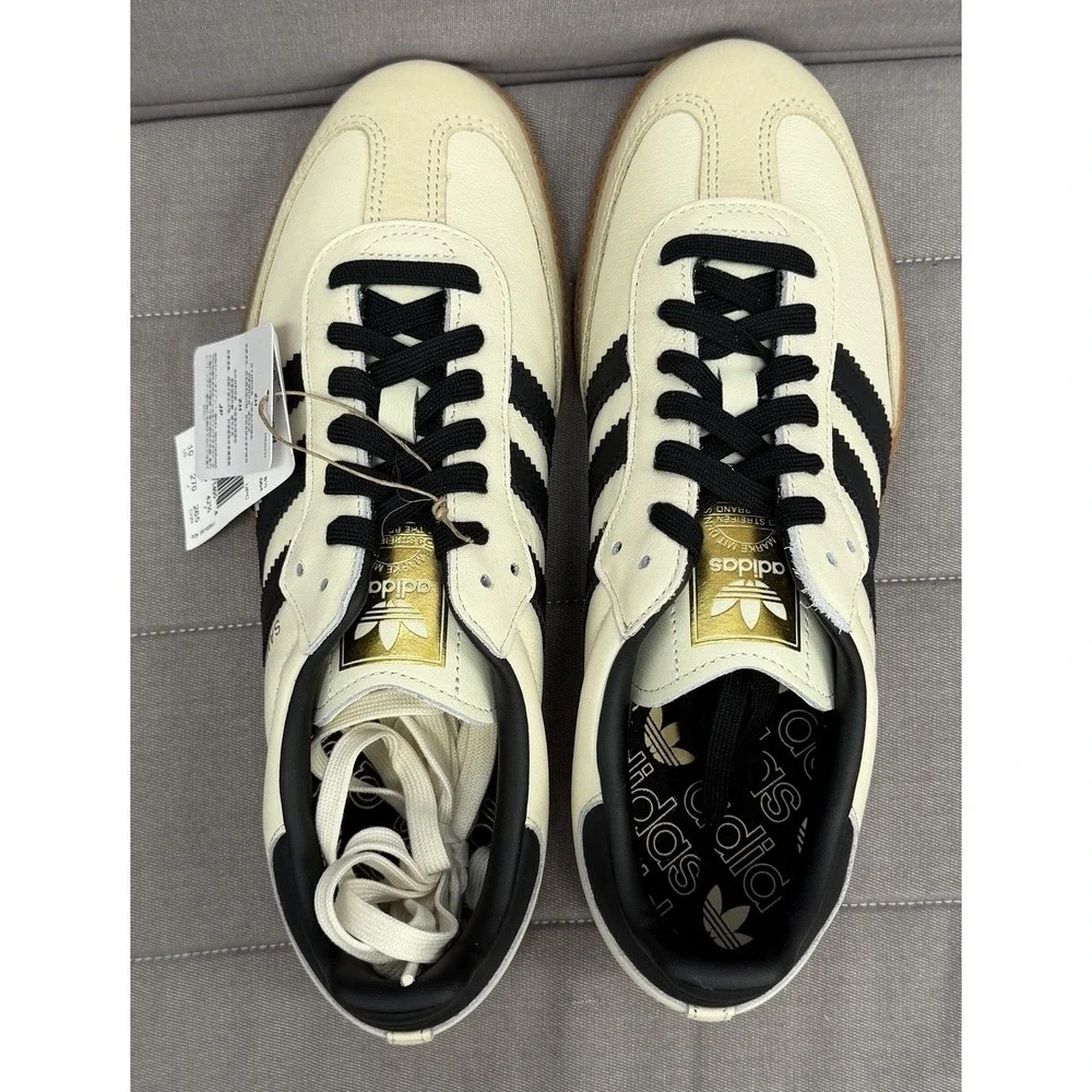 WOMENS ADIDAS SAMBA OG W_CREAM WHITE/BLACK/SAND ID0478-SIZE 10